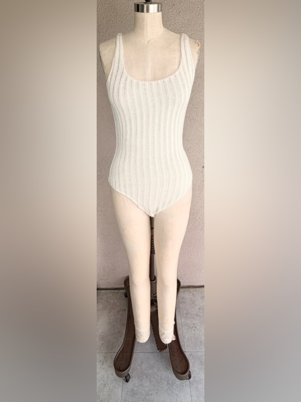 Ribbed Knit Ivory Bodysuit